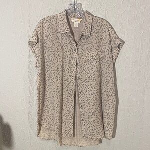 C&C California Animal Print Blouse Oversized Small Feminine Rustic Cabincore